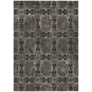 HomeRoots 5' Elegant Beige and Gray Floral Medallion Area Rug - Washable, Non-Skid, Indoor-Outdoor Use 9' X 12' 563428