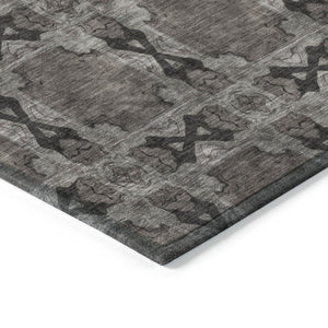 HomeRoots 5' Elegant Beige and Gray Floral Medallion Area Rug - Washable, Non-Skid, Indoor-Outdoor Use 9' X 12' 563428