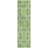 Homeroots 8' Runner Green Floral Medallion Washable Non Skid Indoor Outdoor Runner Rug Green Polyester 563431