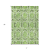 Homeroots 5' X 8' Green Floral Medallion Washable Non Skid Indoor Outdoor Area Rug Green Polyester 563434