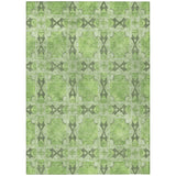 Homeroots 5' X 8' Green Floral Medallion Washable Non Skid Indoor Outdoor Area Rug Green Polyester 563434