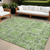 Homeroots 10' X 14' Green Floral Medallion Washable Non Skid Indoor Outdoor Area Rug Green Polyester 563438