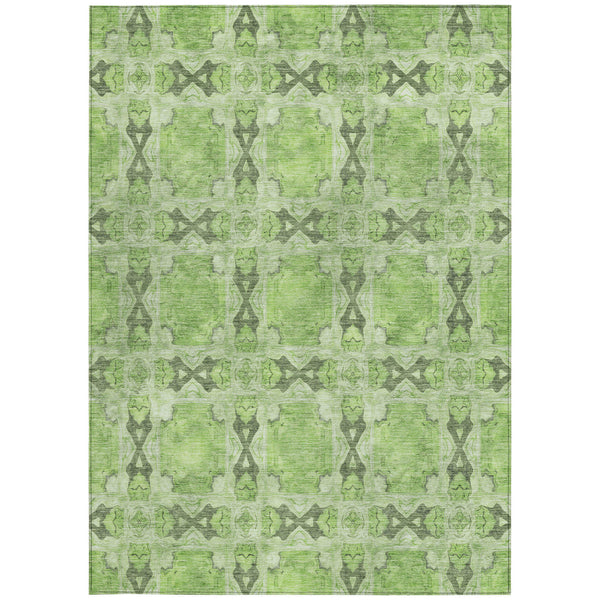 Homeroots 10' X 14' Green Floral Medallion Washable Non Skid Indoor Outdoor Area Rug Green Polyester 563438