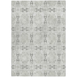 Homeroots 3' X 5' Ivory And Gray Floral Medallion Washable Non Skid Indoor Outdoor Area Rug Ivory Polyester 563442