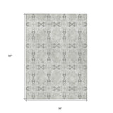 Homeroots 3' X 5' Ivory And Gray Floral Medallion Washable Non Skid Indoor Outdoor Area Rug Ivory Polyester 563442