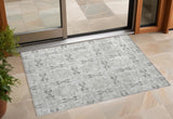 Homeroots 3' X 5' Ivory And Gray Floral Medallion Washable Non Skid Indoor Outdoor Area Rug Ivory Polyester 563442