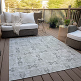 Homeroots 3' X 5' Ivory And Gray Floral Medallion Washable Non Skid Indoor Outdoor Area Rug Ivory Polyester 563442