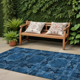 Homeroots 8' Runner Navy And Gray Floral Medallion Washable Non Skid Indoor Outdoor Runner Rug Navy Polyester 563449