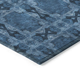 Homeroots 8' Runner Navy And Gray Floral Medallion Washable Non Skid Indoor Outdoor Runner Rug Navy Polyester 563449