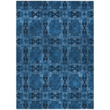 Homeroots 3' X 5' Navy And Gray Floral Medallion Washable Non Skid Indoor Outdoor Area Rug Navy Polyester 563451