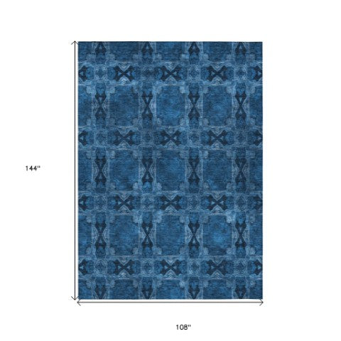 Homeroots 10' Floral Medallion Washable Non-skid Area Rug – Stylish Stain Resistant Indoor/Outdoor Decor 9' X 12' Polyester 563455