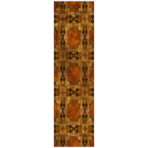 Homeroots 8' Runner Orange And Rust Floral Medallion Washable Non Skid Indoor Outdoor Runner Rug Paprika Polyester 563458