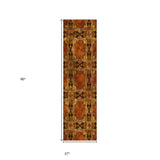 Homeroots 8' Runner Orange And Rust Floral Medallion Washable Non Skid Indoor Outdoor Runner Rug Paprika Polyester 563458