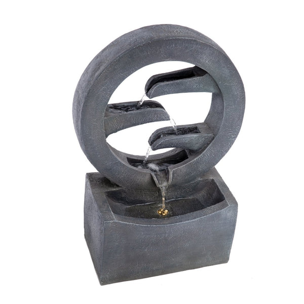 English Elm 26.77"h Gray Polyresin Tiered Cascading Outdoor Fountain with Warm Led Patio Accent N765P355054G