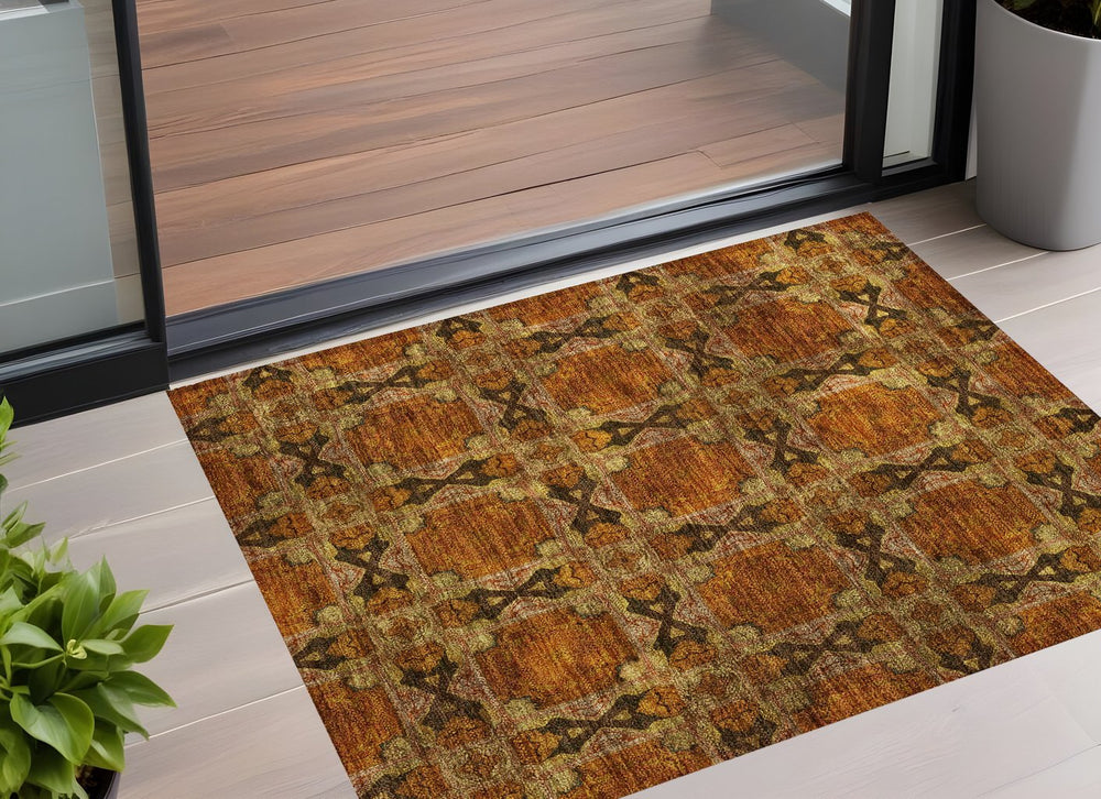 Homeroots 10' Floral Medallion Washable Non-skid Area Rug – Stylish Stain Resistant Indoor/Outdoor Decor 3' X 5' Polyester 563460