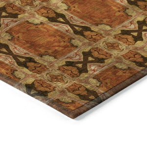 HomeRoots 5' Elegant Beige and Gray Floral Medallion Area Rug - Washable, Non-Skid, Indoor-Outdoor Use 9' X 12' 563464