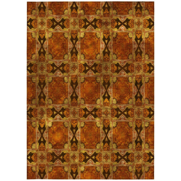 HomeRoots 5' Elegant Beige and Gray Floral Medallion Area Rug - Washable, Non-Skid, Indoor-Outdoor Use 9' X 12' 563464
