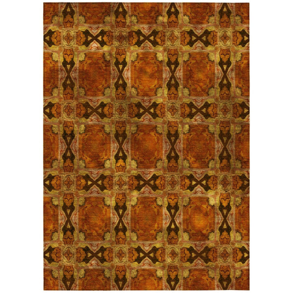 HomeRoots 5' Elegant Beige and Gray Floral Medallion Area Rug - Washable, Non-Skid, Indoor-Outdoor Use 10' X 14' 563465