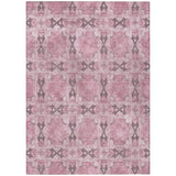 Homeroots 5' X 8' Pink Floral Medallion Washable Non Skid Indoor Outdoor Area Rug Pink Polyester 563470