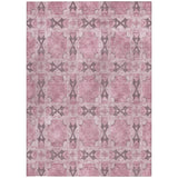 Homeroots 5' X 8' Pink Floral Medallion Washable Non Skid Indoor Outdoor Area Rug Pink Polyester 563470