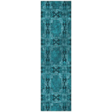 Homeroots 8' Runner Teal Floral Medallion Washable Non Skid Indoor Outdoor Runner Rug Teal Polyester 563476