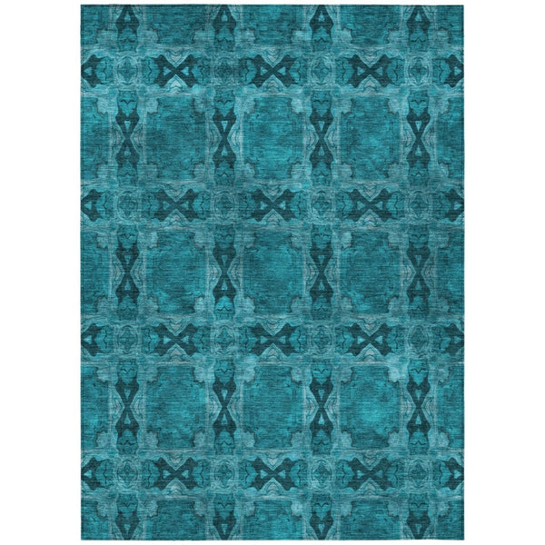 HomeRoots 5' Elegant Beige and Gray Floral Medallion Area Rug - Washable, Non-Skid, Indoor-Outdoor Use 5' X 8' 563479