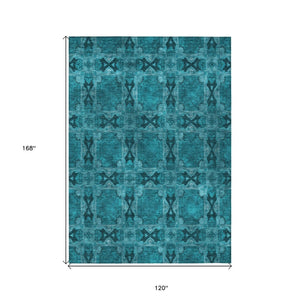 HomeRoots 5' Elegant Beige and Gray Floral Medallion Area Rug - Washable, Non-Skid, Indoor-Outdoor Use 10' X 14' 563483