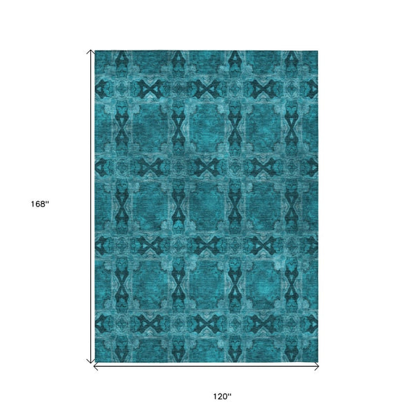HomeRoots 5' Elegant Beige and Gray Floral Medallion Area Rug - Washable, Non-Skid, Indoor-Outdoor Use 10' X 14' 563483