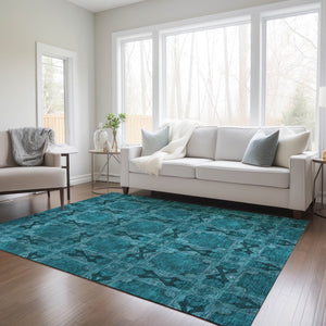 HomeRoots 5' Elegant Beige and Gray Floral Medallion Area Rug - Washable, Non-Skid, Indoor-Outdoor Use 10' X 14' 563483