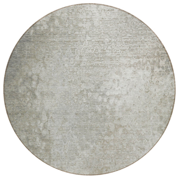 Homeroots 8' Round Beige Round Washable Non Skid Indoor Outdoor Area Rug Beige Polyester 563489