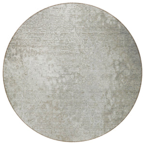 Homeroots 8' Round Beige Round Washable Non Skid Indoor Outdoor Area Rug Beige Polyester 563489