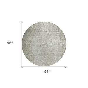 Homeroots 8' Round Beige Round Washable Non Skid Indoor Outdoor Area Rug Beige Polyester 563489