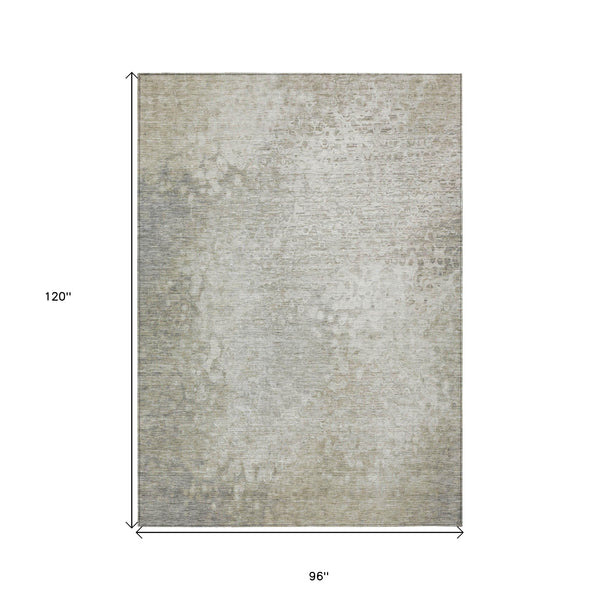 Homeroots 8' X 10' Beige Washable Non Skid Indoor Outdoor Area Rug Beige Polyester 563490