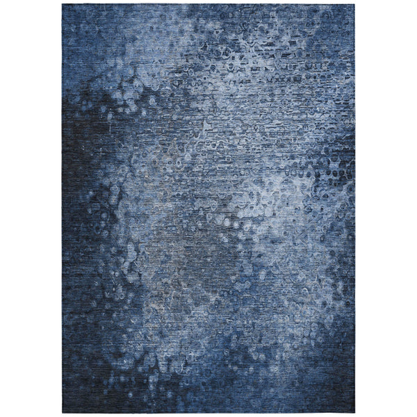 Homeroots 3' X 5' Blue Washable Non Skid Indoor Outdoor Area Rug Blue Polyester 563496