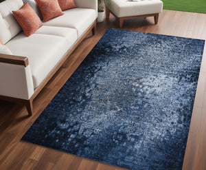 Homeroots 5' X 8' Blue Washable Non Skid Indoor Outdoor Area Rug Blue Polyester 563497
