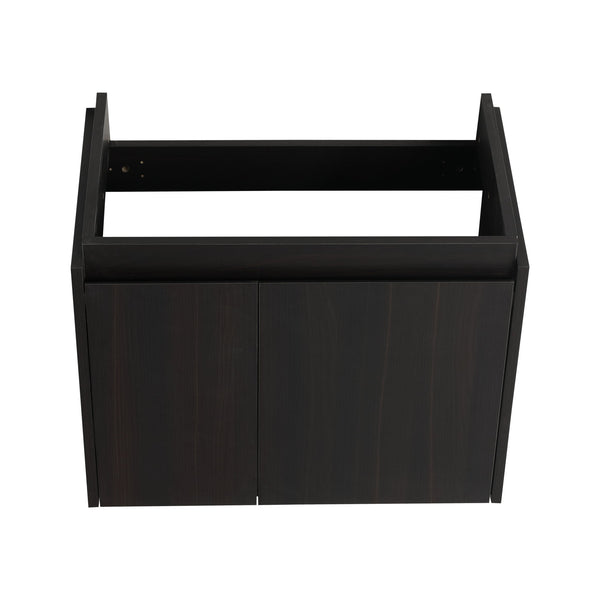 English Elm 24 Inch Bathroom Vanity Floating Ceramic Basin Sink Combo with Double-Door Wall-Mounted Storage Cabinet Durable Engineered Wood Modern Design Black W1972P190342