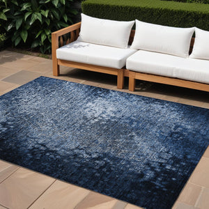 Homeroots 9' X 12' Blue Washable Non Skid Indoor Outdoor Area Rug Blue Polyester 563500