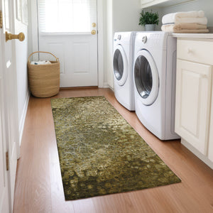 Homeroots 8' Runner Brown Washable Non Skid Indoor Outdoor Runner Rug Brown Polyester 563503