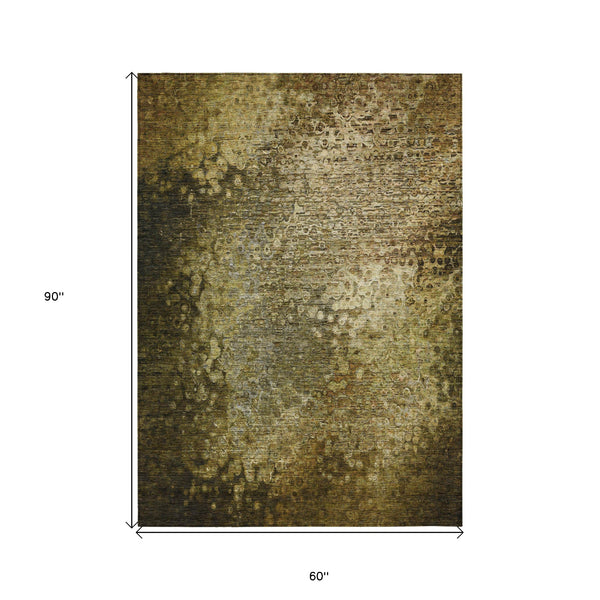 Homeroots 5' X 8' Brown Washable Non Skid Indoor Outdoor Area Rug Brown Polyester 563506