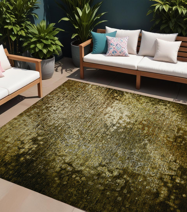 Homeroots 8' X 10' Brown Washable Non Skid Indoor Outdoor Area Rug Brown Polyester 563508