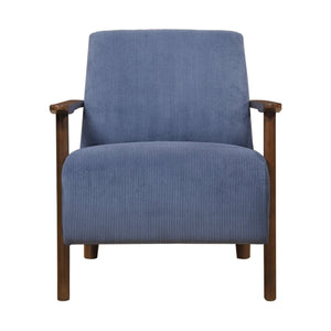 English Elm Modern Accent Chair with Corduroy Upholstery and Solid Wood Frame, Streamlined Comfort for Living Blue 30.25 L x 28.75 W x 17 H B011P283276