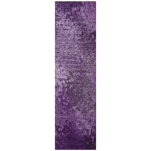 Homeroots 8' Runner Purple Washable Non Skid Indoor Outdoor Runner Rug Purple Polyester 563512