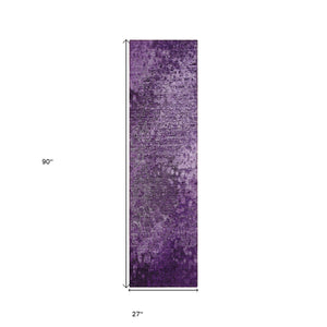 Homeroots 8' Runner Purple Washable Non Skid Indoor Outdoor Runner Rug Purple Polyester 563512