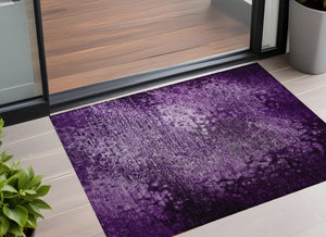 Homeroots 3' X 5' Purple Washable Non Skid Indoor Outdoor Area Rug Purple Polyester 563514