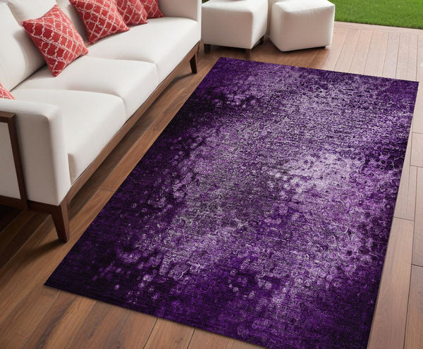 Homeroots 5' X 8' Purple Washable Non Skid Indoor Outdoor Area Rug Purple Polyester 563515