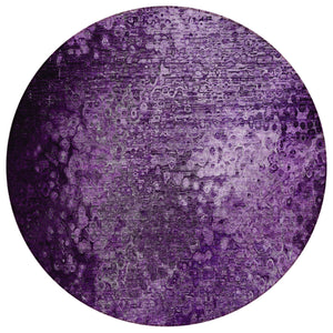 Homeroots 8' Round Purple Round Washable Non Skid Indoor Outdoor Area Rug Purple Polyester 563516