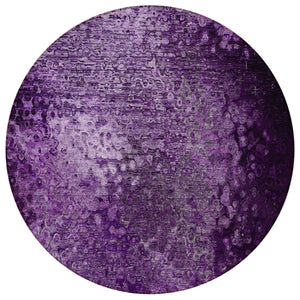 Homeroots 8' Round Purple Round Washable Non Skid Indoor Outdoor Area Rug Purple Polyester 563516