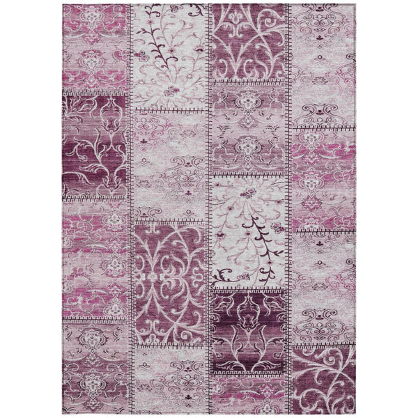 HomeRoots 5' Pink Patchwork Area Rug - Durable, Washable Design for Indoor & Outdoor Spaces - Stylish & Versatile 5' X 8' 563533