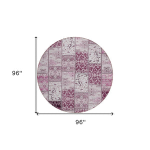 HomeRoots 5' Pink Patchwork Area Rug - Durable, Washable Design for Indoor & Outdoor Spaces - Stylish & Versatile 8' Round 563534