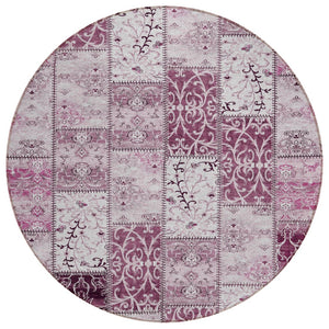 HomeRoots 5' Pink Patchwork Area Rug - Durable, Washable Design for Indoor & Outdoor Spaces - Stylish & Versatile 8' Round 563534